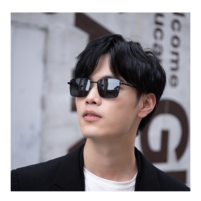 Kính Mát Phân Cực Gọng Kim Loại Lớn Thời Trang Mới Cho Nam