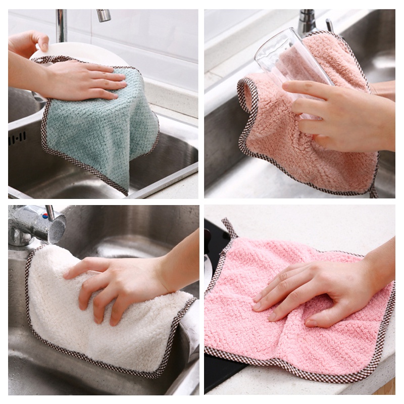 Khăn Lau Chén Dĩa Chất Liệu Dày Dặn Chống Dính Thấm Hút Dầu Tiện Dụng Cho Nhà Bếp