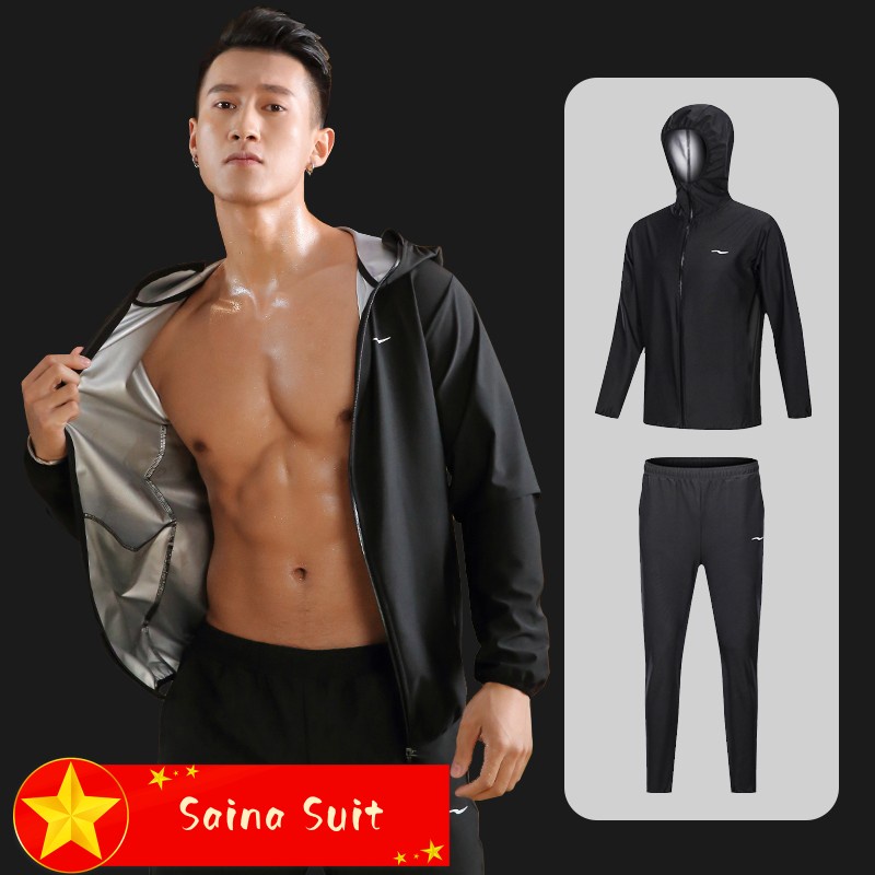 Bộ Đồ Thể Thao Áo Hoodie Kéo Khóa Giảm Cân Mồ Hôi Cho Nam