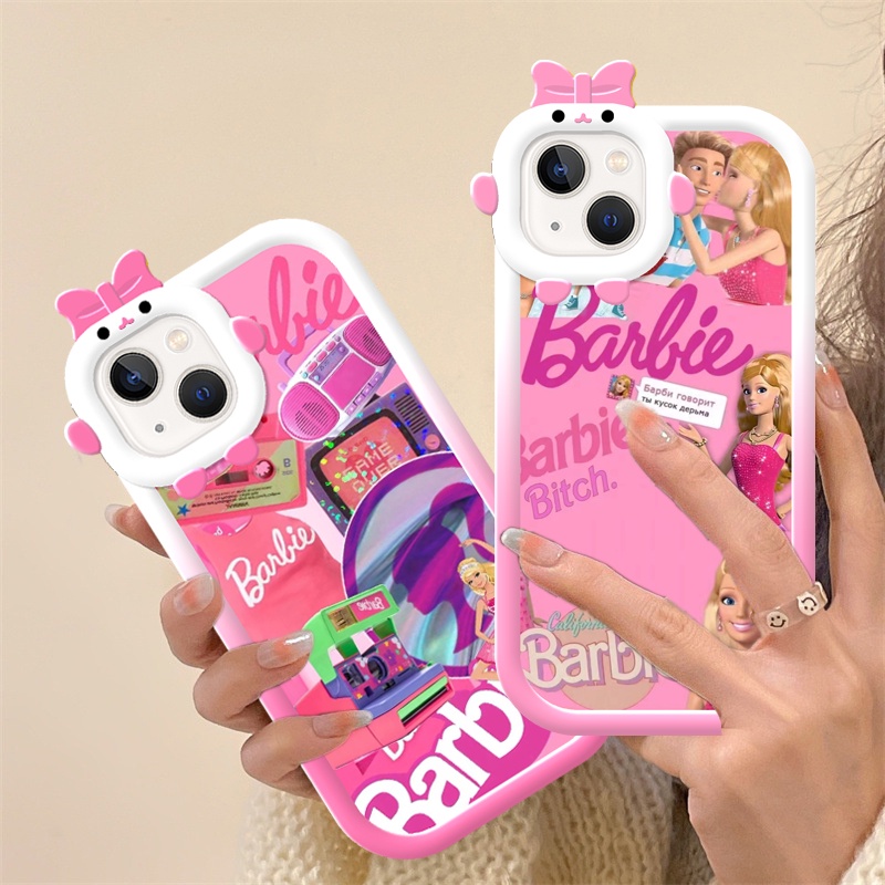 【Creative Camera Protection】Case for IPhone 14 13 12 11 Pro Promax 14Plus X XS XR XSMAX Fashion Barbie Cute Monster Bow Tie Style Soft Matte TPU Casing DCG