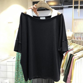 [Plus Size] (40-150kg) Áo Thun Nữ Tay Ngắn Dáng Rộng Có Dây Treo Đa Năng
