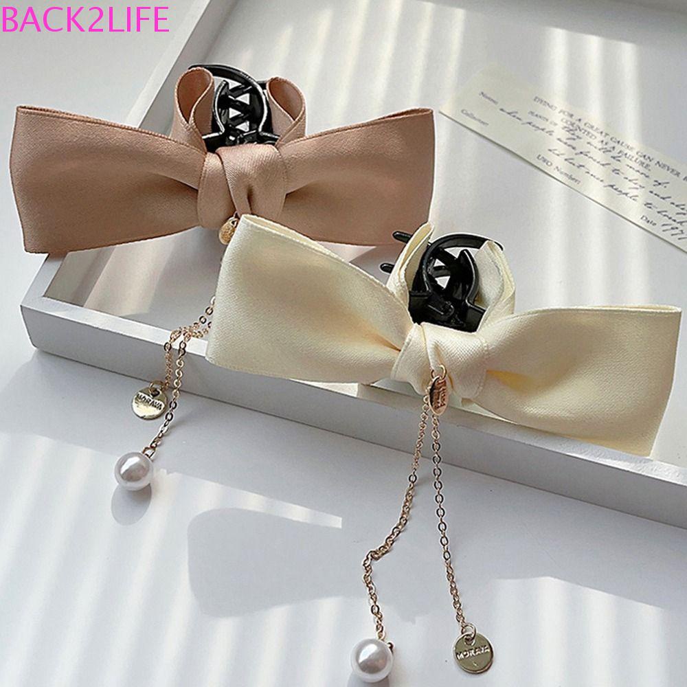 Set 2 Kẹp Tóc Nơ Phối Tua Rua Phong Cách Vintage Hàn Quốc