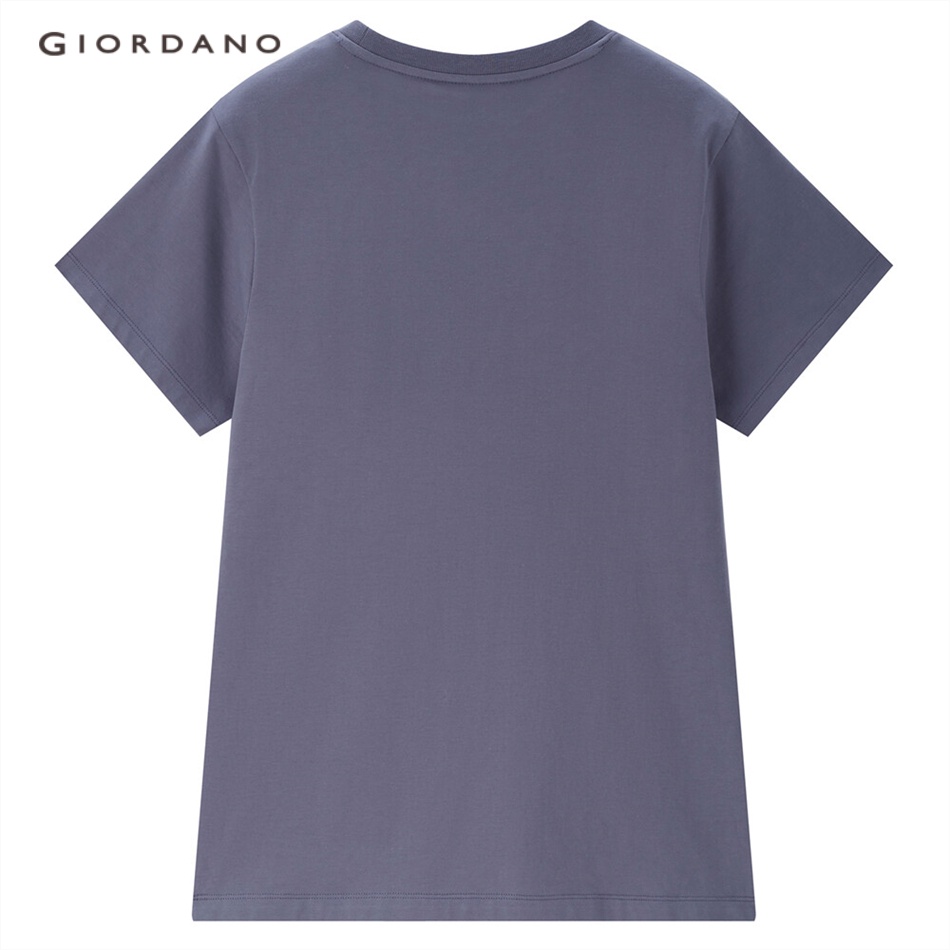 Áo thun GIORDANO 05323413 thêu họa tiết trái tim làm mát công nghệ cao thời trang cho nữ