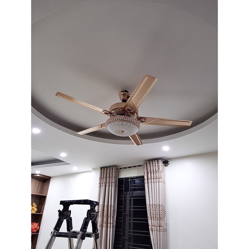 BH 10 năm Quạt trần đèn cánh hợp kim nhôm DC 6 cấp độ gió, đèn led 3 màu, đảo chiều hút ẩm. Mã: 94 - Chính Hãng