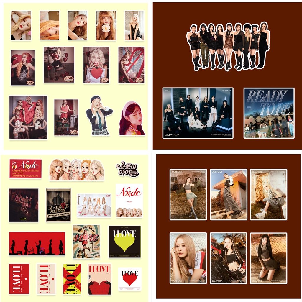 Bộ 92-106 Nhãn Dán Trang Trí Hình Nhóm Nhạc Kpop BT-S TWICE  I-DLE ATEEZ Iv LE Seraafim