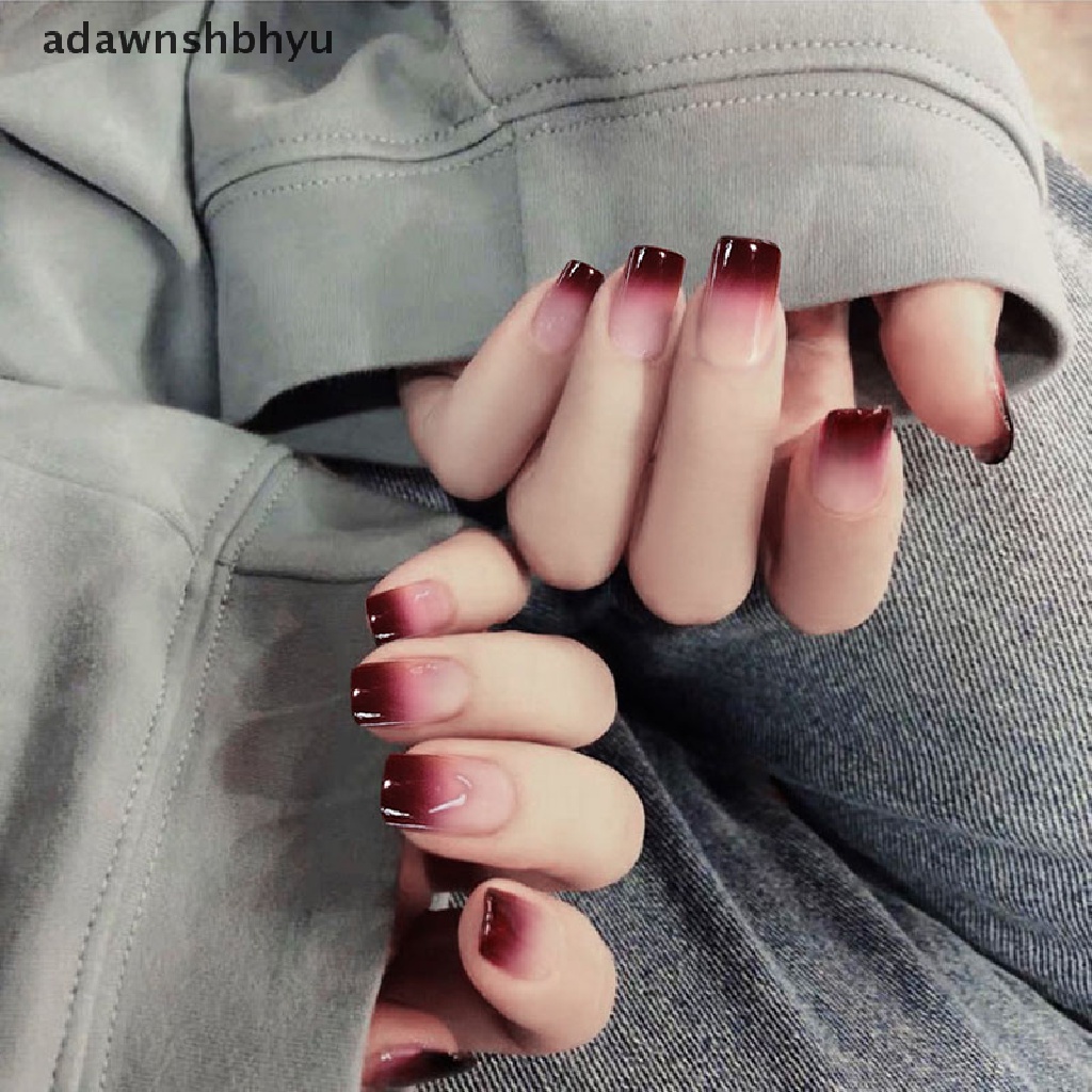 Bộ 24 Móng Tay Giả Dài Màu Gradient Kèm Keo Dán Tiện Dụng