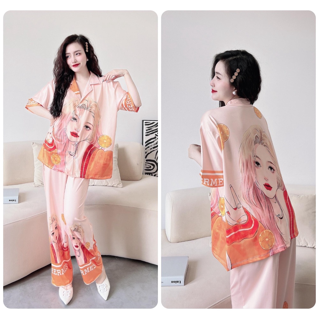 Đồ bộ nữ pijama bigsize 65 - 85 kg * Set đồ bộ nữ vải thun lạnh in 5D mềm, mịn, mát rộng rãi thoải mái