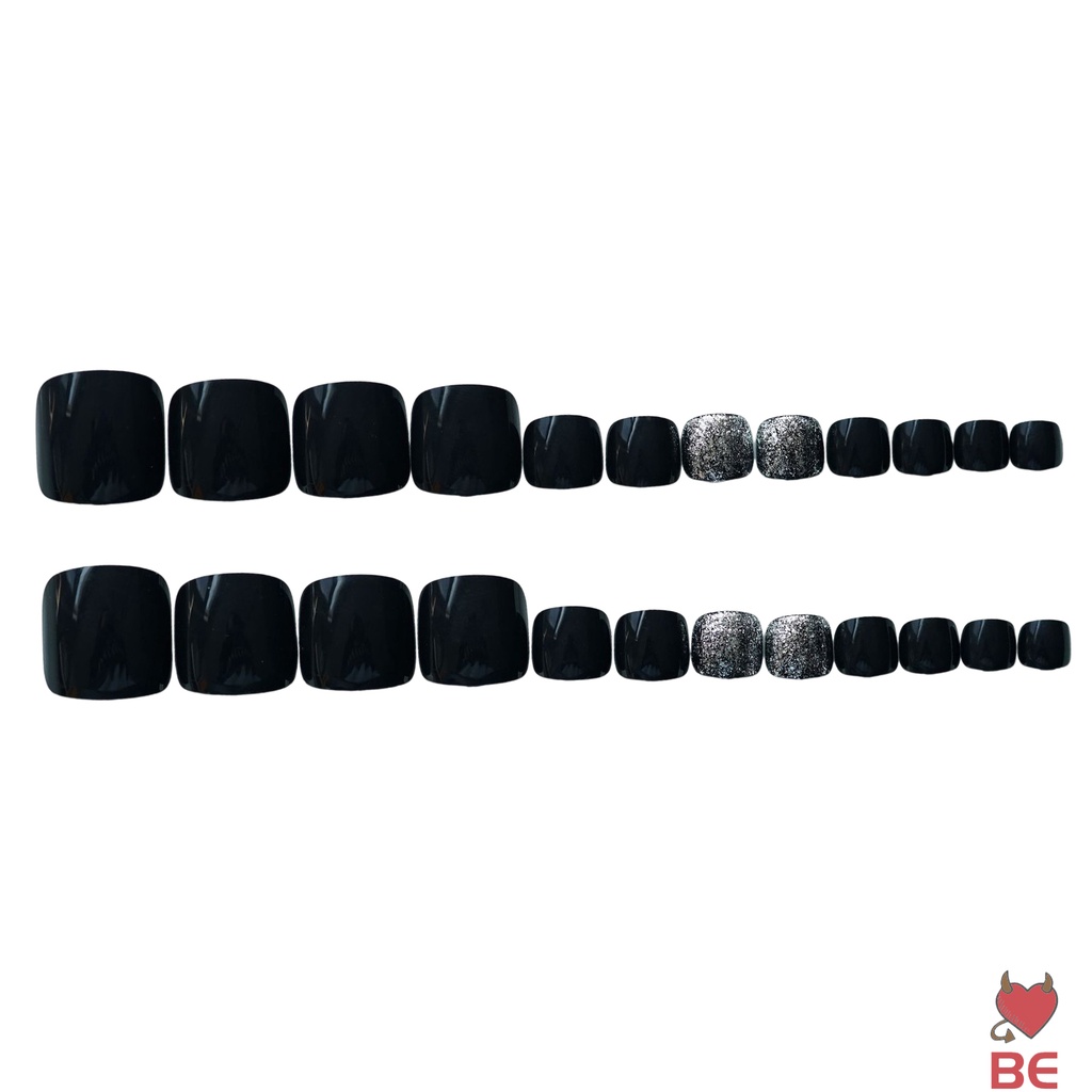 YADORNOS Móng Chân Giả Màu Đen Trơn Chống Nhòe Thời Trang Thanh Lịch Cho Nữ