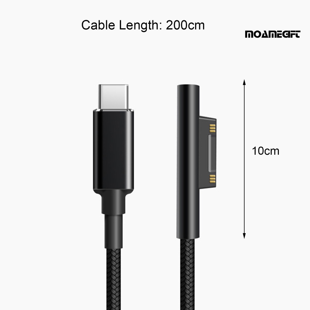 Dây Cáp Sạc Nhanh PD Loại C 65W 15V 4A Cho Laptop Microsoft Surface Pro 3 / 4 / 5 / 6 / Go / Book 1 / Book 2