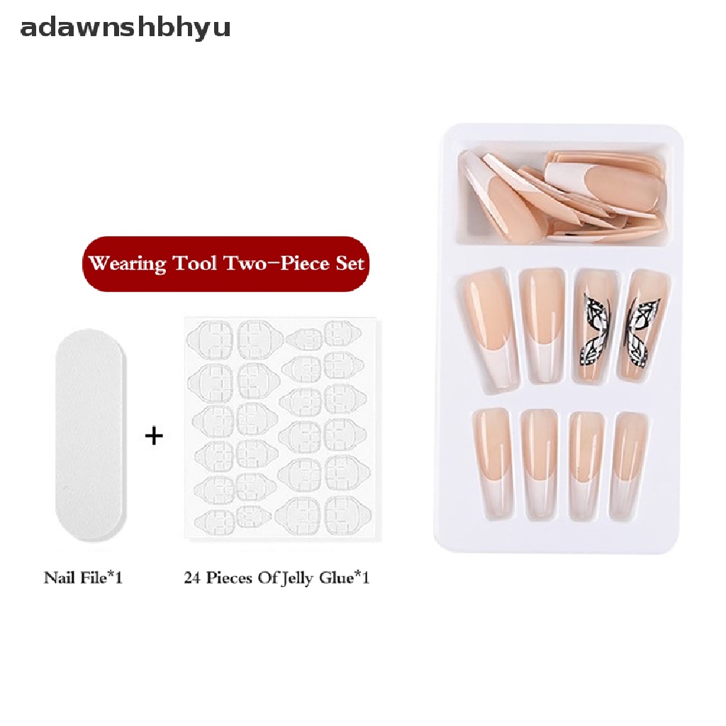 Hộp 24 Móng Tay Giả Dài Hình Thang Múa Ba Lê DIY