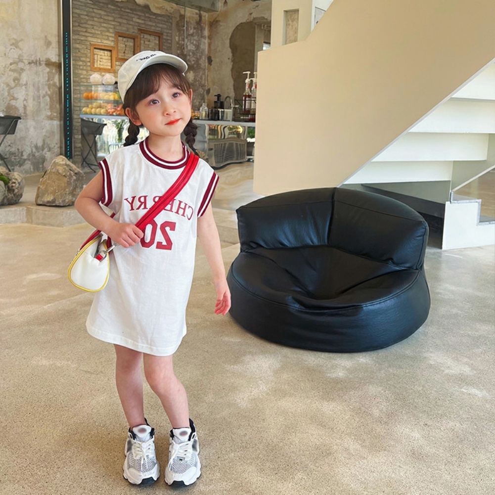 Đầm Công Chúa Mùa Hè Hai Dây Tay Cộc In Họa Tiết Chữ Cho Bé Gái Se7en