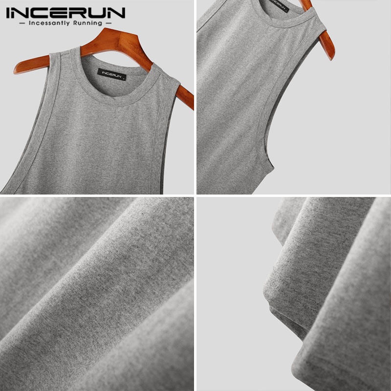 Áo ba lỗ INCERUN màu trơn thời trang khoe cơ bắp cho nam | BigBuy360 - bigbuy360.vn