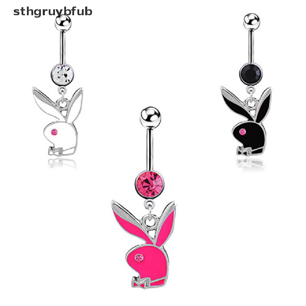 1 Khuyên RốN HìNh Thỏ ĐíNh Đá BằNg ThéP Y Tế