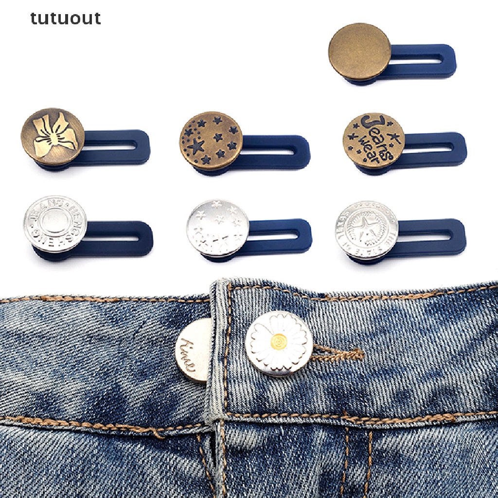 tutuout 10PCS Metal Button Extender For Pants Jeans Free Sewing Adjustable Retractable Waist Extenders Button Waistband Expander VN