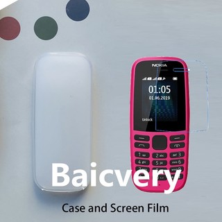 Ốp Điện Thoại TPU Mềm Kèm Kính Cường Lực Chống Cháy Nổ Cho Nokia 105 2019 2017