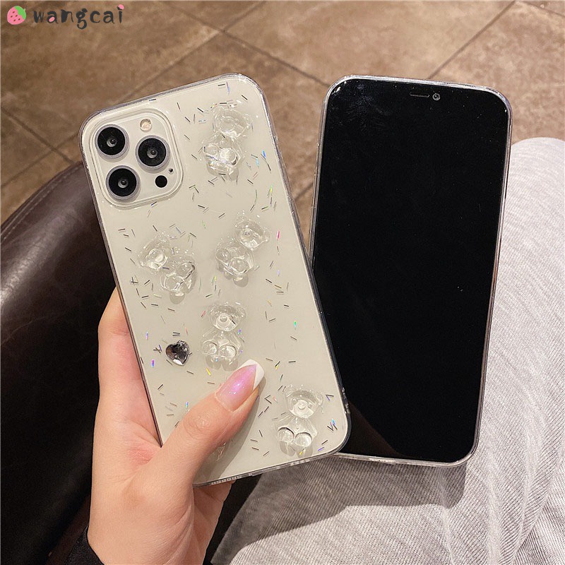 Ốp Điện Thoại Trang Trí Hình Gấu 3D Cho iPhone 14 Plus 13 12 Mini 11 Pro XS Max XR X 7 8 6 Plus