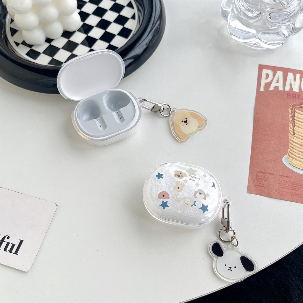 Vỏ Bảo Vệ Hộp Sạc Tai Nghe Redmi Buds4 Lite Bằng TPU Trong Suốt Họa Tiết Hoạt Hình Chú Chó Vui Nhộn Chống Sốc Kèm Móc Tre