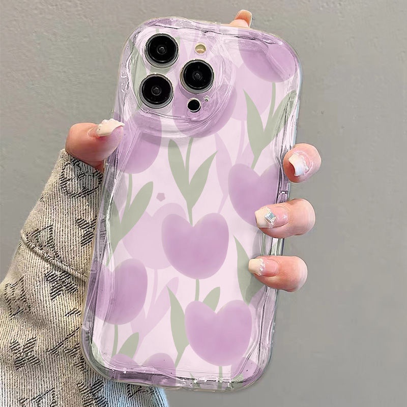 ✅Ốp Điện Thoại Mềm Trong Suốt Họa Tiết Hoa Tulip Cho iPhone14 / 13promax 12 / 11 7 / 8p xsxr
