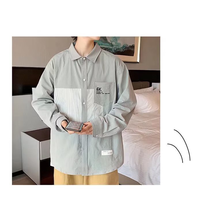 Áo Khoác Sơ Mi Tay Dài Dáng Rộng Thời Trang Xuân Thu Phong Cách Hàn Quốc Cho Nam