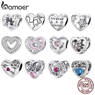 Bamoer Bạc 925 Mặt Dây Chuyền Tình Yêu Hạt Hình Trái Tim Phụ Kiện Quà Tặng Thời Trang Cho Nữ SCC1301