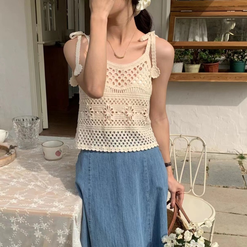 Áo Croptop Sát Nách Vải Cotton Thêu Hoa Thời Trang Mùa Hè Cho Nữ