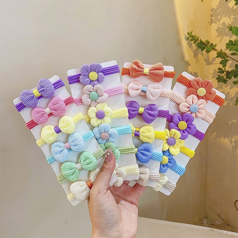 2-10 Dây Buộc Tóc Cao Su Co Giãn Nhiều Màu Sắc Cho Bé