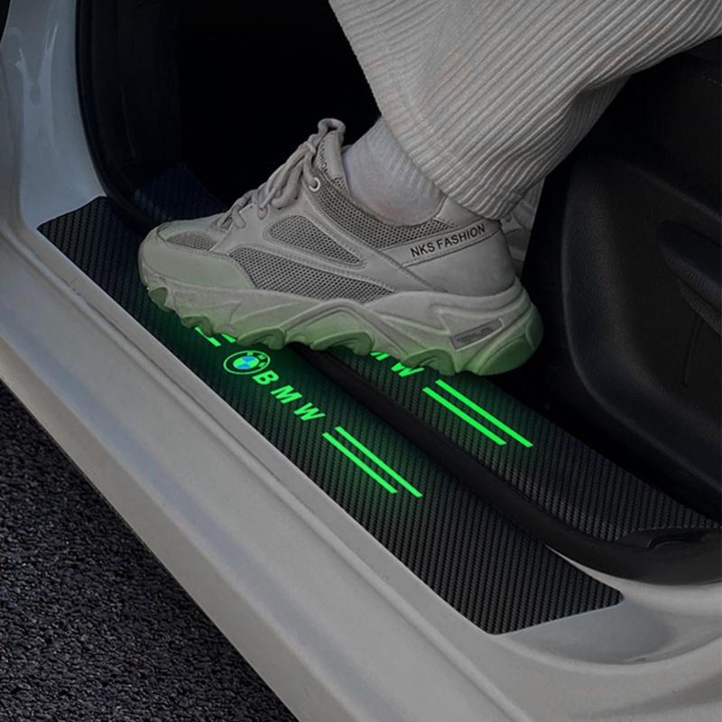 Bộ 4 Miếng Dán Sợi Carbon Dạ Quang Bảo Vệ Cửa Xe Hơi Chống Trầy Xước