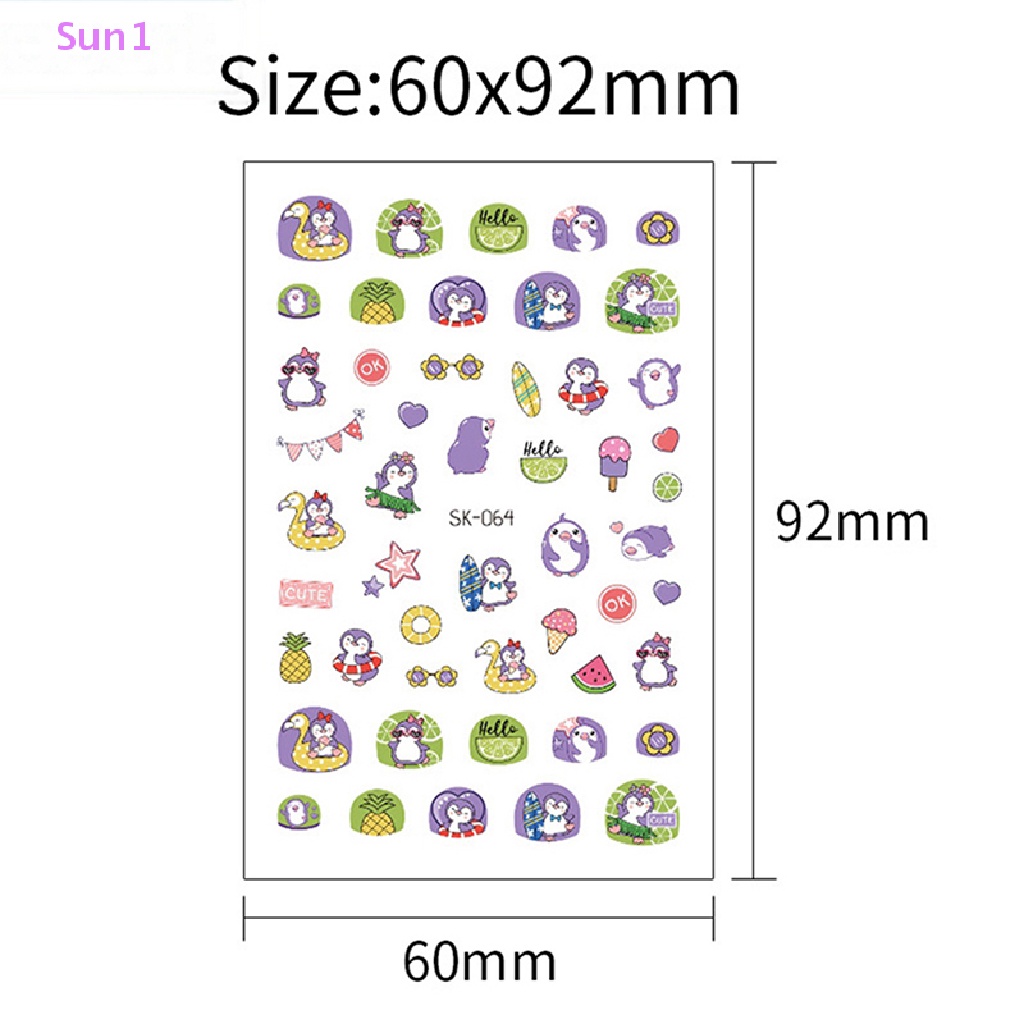 Sticker Dán Móng Họa Tiết Hoạt Hình Động Vật 3D Đáng Yêu Dành Cho Trẻ Em