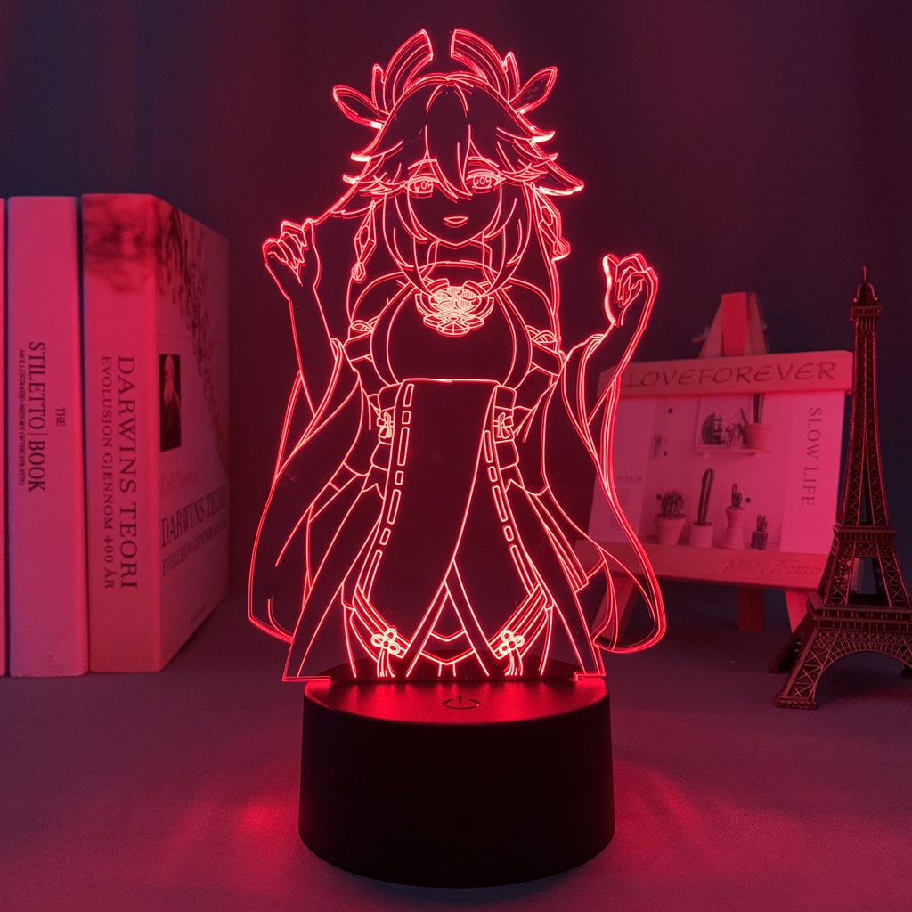 Đèn Led 3d Hình Nhân Vật Yae Miko Dùng Trang Trí Phòng Ngủ Cho Bé