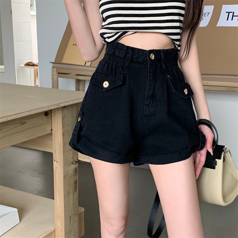 Quần Short Jean Nữ Lưng Cao Ống Rộng Thời Trang Hàn Quốc