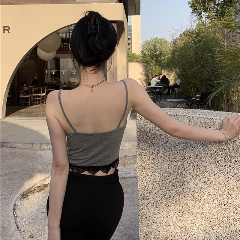 Áo Hai Dây Mỏng Vừa Vặn Ghép Mảnh In Họa Tiết Moth Độc Đáo Cho Nữ