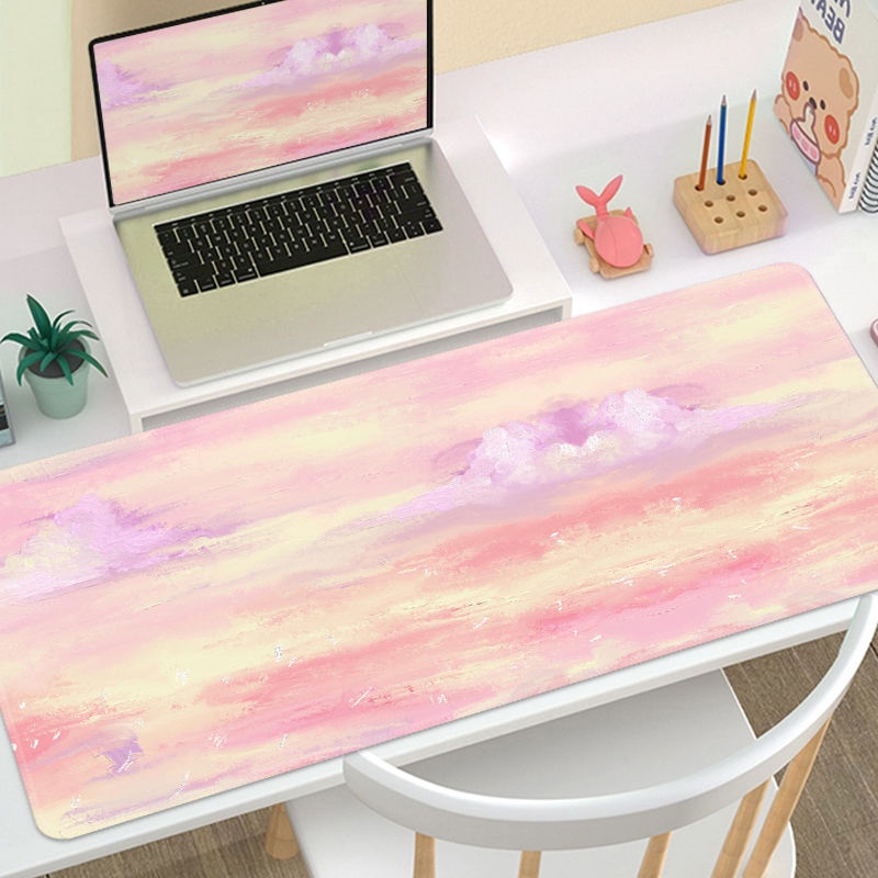 Tấm Lót Chuột Và Bàn Phím Máy Tính Chống Trượt 800 * 300 * 3MM In Hình Hoa Xinh Xắn