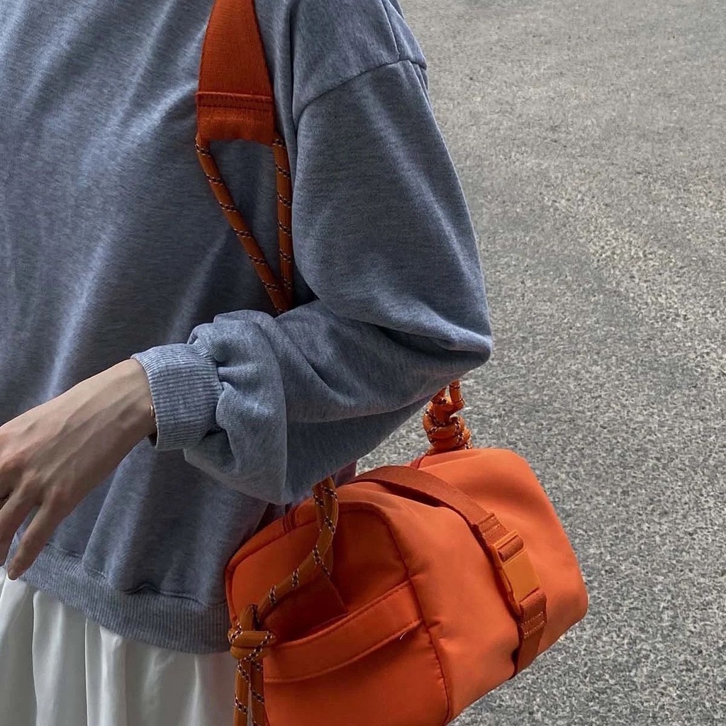 Túi Đeo Chéo Vai Màu Cam Trơn Phong Cách Thể Thao Thời Trang Hàn Quốc Cho Cặp Đôi