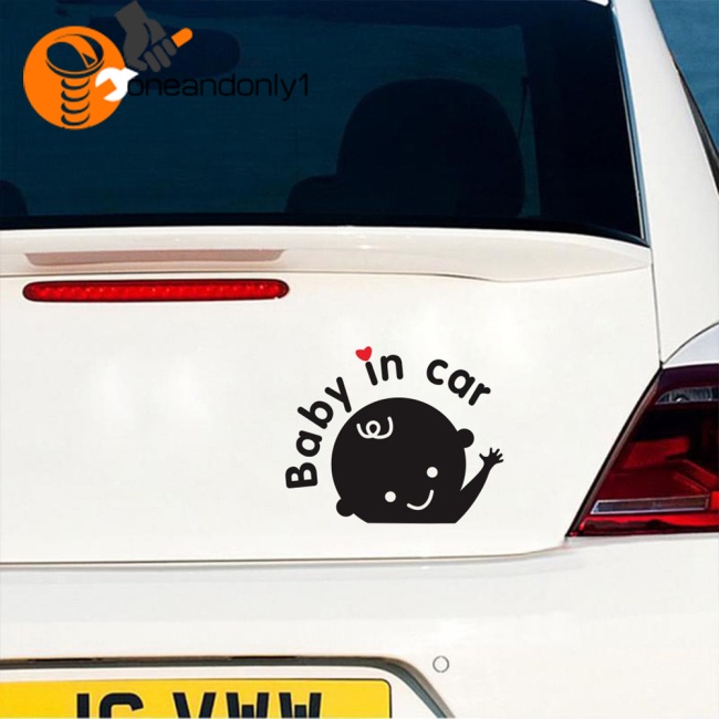 Miếng Dán Cảnh Báo Baby In Car D-1023 Họa Tiết Hoạt Hình Dễ Thương Vui Nhộn Trang Trí Xe Hơi