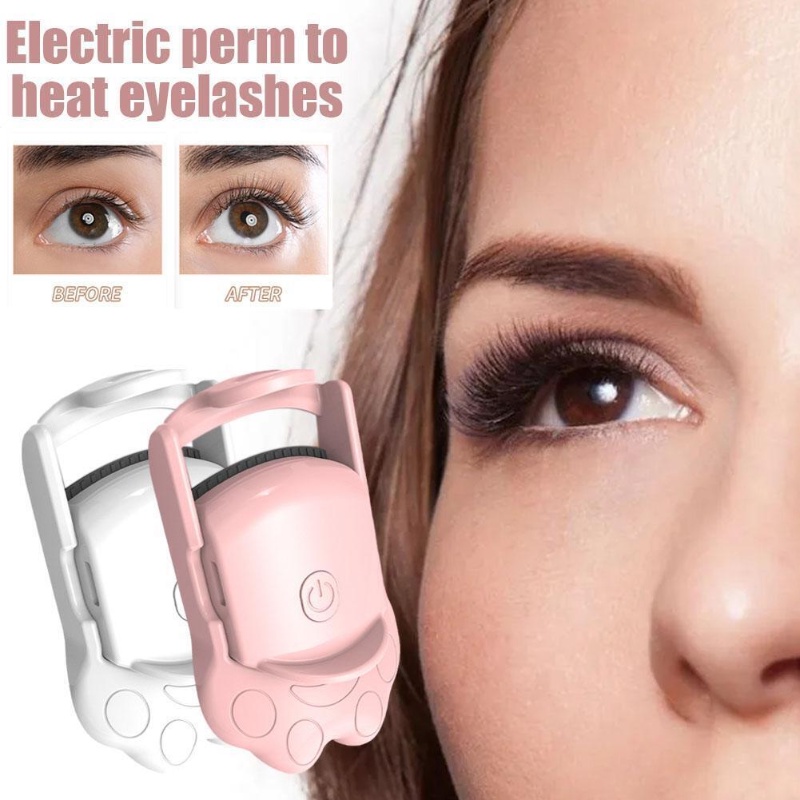 Dụng Cụ Uốn Cong Lông Mi Bằng Nhiệt Sạc USB Thiết Kế Hình Chân Mèo Dễ Thương