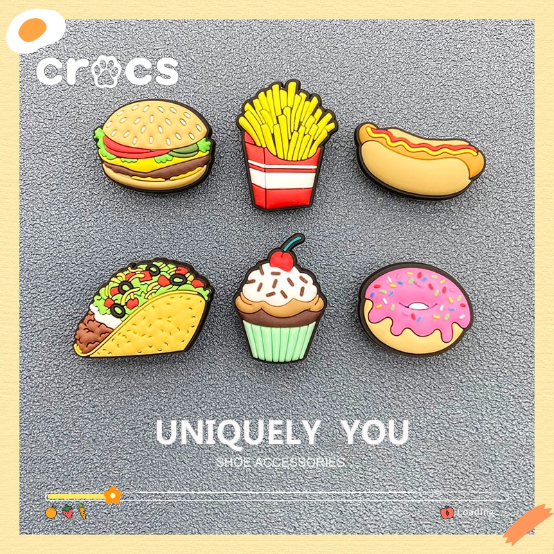 Khóa Cài Giày CROCS Họa Tiết Trứng Chiên / Hoa / Trứng Chiên / Macaron Xinh Xắn