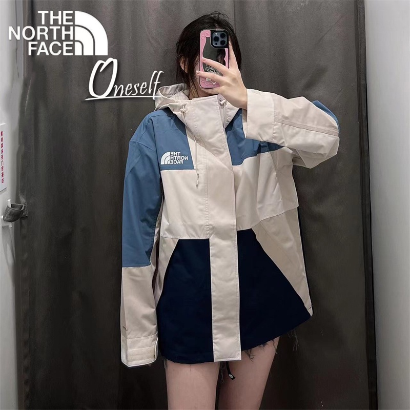Áo Khoác Bomber Thêu Logo The North Face Chính Hãng Chống Thấm Nước Chống Gió Màu Trơn Có Mũ Trùm Thời Trang Cho Cặp Đôi