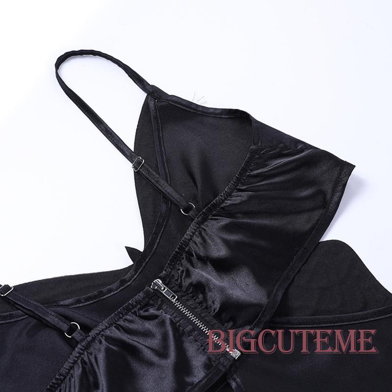 [] - Đầm Dài Không Tay Cổ Chữ V Hở Lưng Màu Đen Họa Tiết Bướm Đính Kim Cương Phong Cách Đường Phố Dự Tiệc Cho