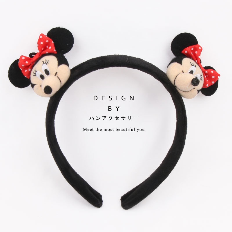 Disney Băng Đô Cài Tóc Hình Chuột Mickey Minnie Bằng Lông Nhung Dễ Thương Xinh Xắn