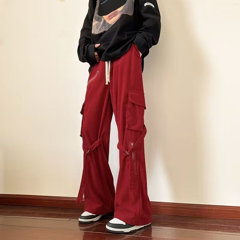 Quần Dài Vải Nhung Phong Cách Đường Phố Nhật Bản Cá Tính Cho Nam