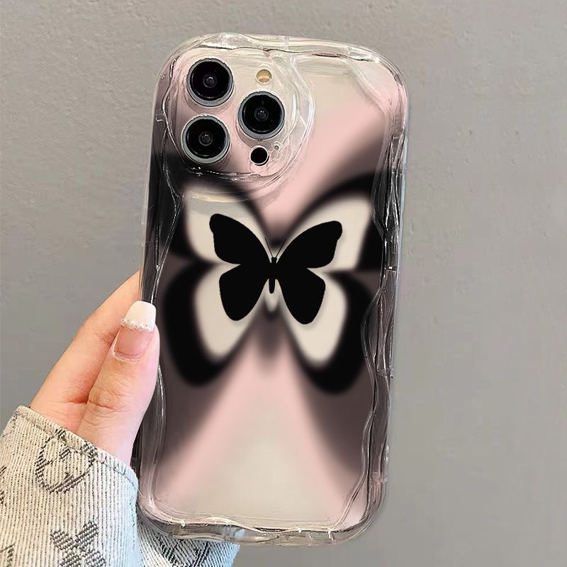 ✅Ốp Điện Thoại Mềm Chống Sốc Họa Tiết Bướm Màu Đen iPhone14 13promax 12 11 7 8plus xrs 14 13promax