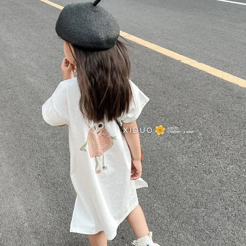 Đầm Thun Tay Ngắn Phong Cách Hàn Quốc Thời Trang Mùa Hè 2023 Dành Cho Bé Gái