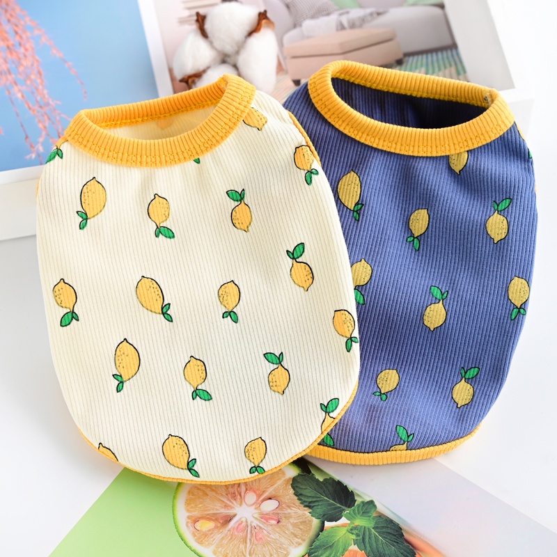 Áo Cotton Mỏng Không Tay In Hình Quả Chanh Thời Trang Mùa Hè Cho Thú Cưng