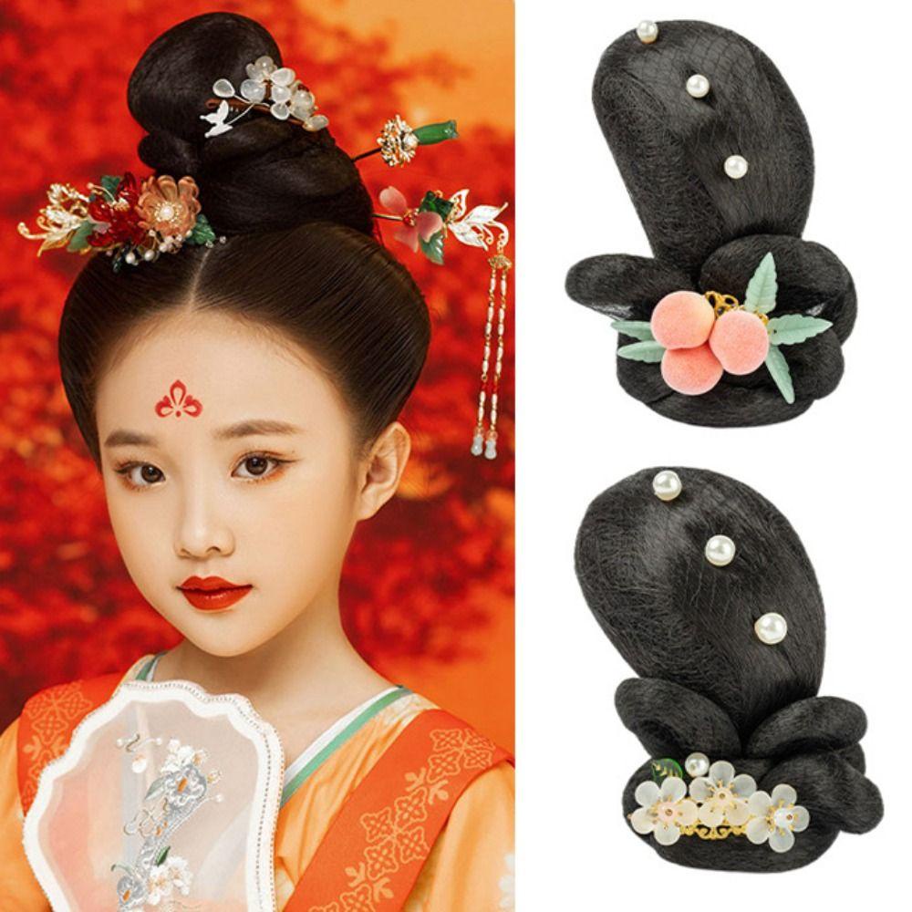 ANEMONE Bộ Tóc Giả Công Chúa Chất Lượng Cao Mềm Mại Phong Cách Trung Hoa Cổ Điển Dùng Làm Đạo Cụ Chụp Ảnh Cho Bé Gái