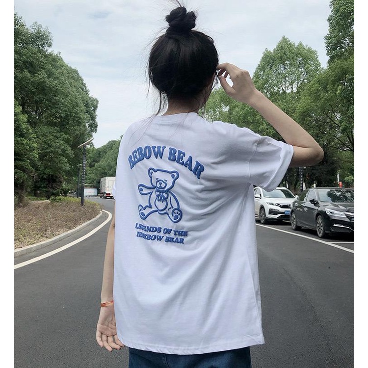 Áo thun nữ form rộng in Gấu chữ nổi chất liệu 100% cotton thoáng mát MS6710