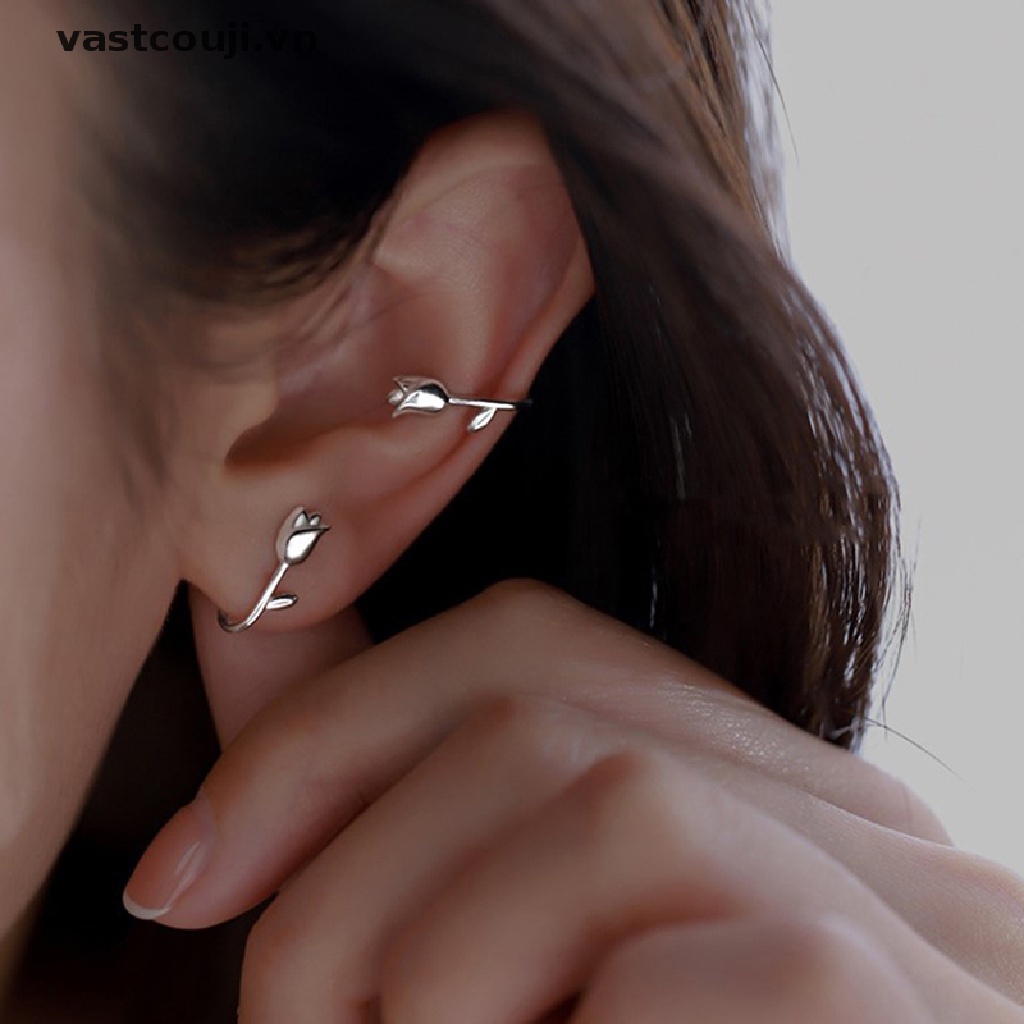 Bông Tai Bạc Hình Hoa Tulip Thời Trang Cho Nữ