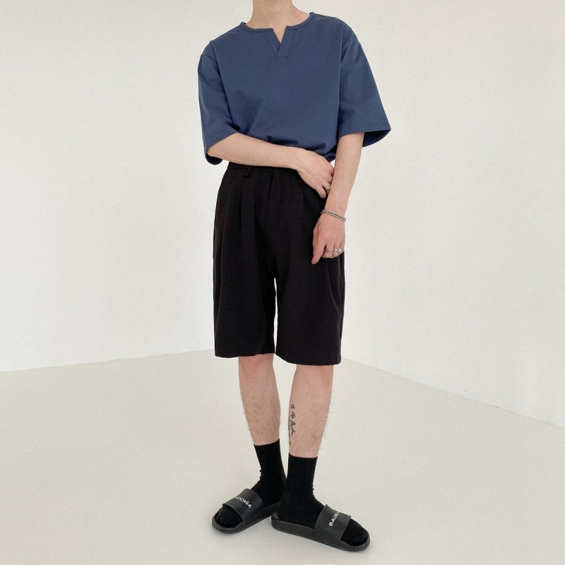 Áo Thun Nam Tay Ngắn Cổ Chữ V Màu Trơn Phong Cách Hàn Quốc Thời Trang Mùa Hè Mới