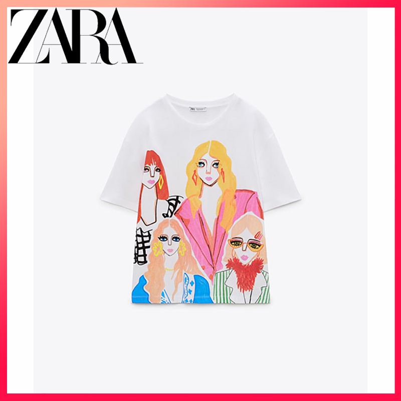 Zara Áo Thun In Họa Tiết Thời Trang Cho Nữ