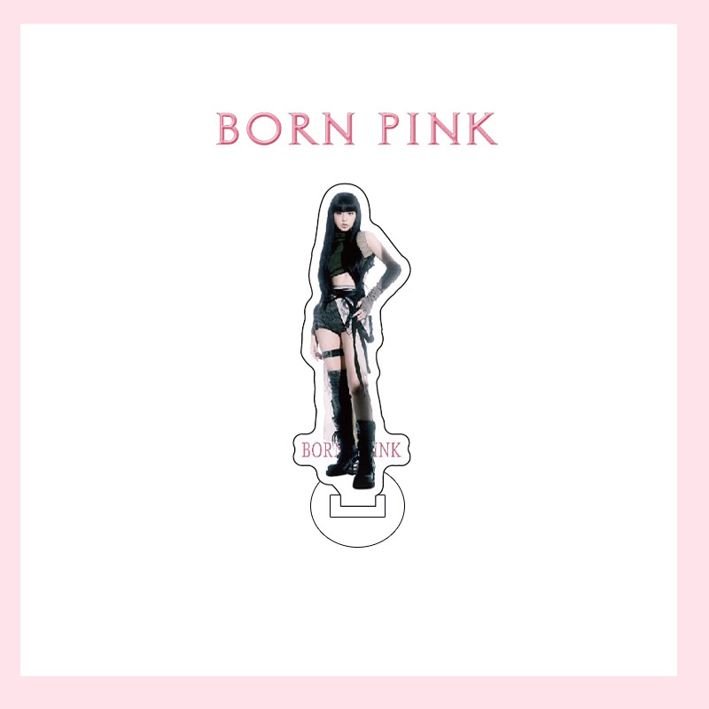 Bảng Hiệu Bằng Acrylic Màu Đen Hồng Kèm Giá Đỡ In Chữ Blackpink BORN Pink Album JENNIE LISA ROSE JISOO