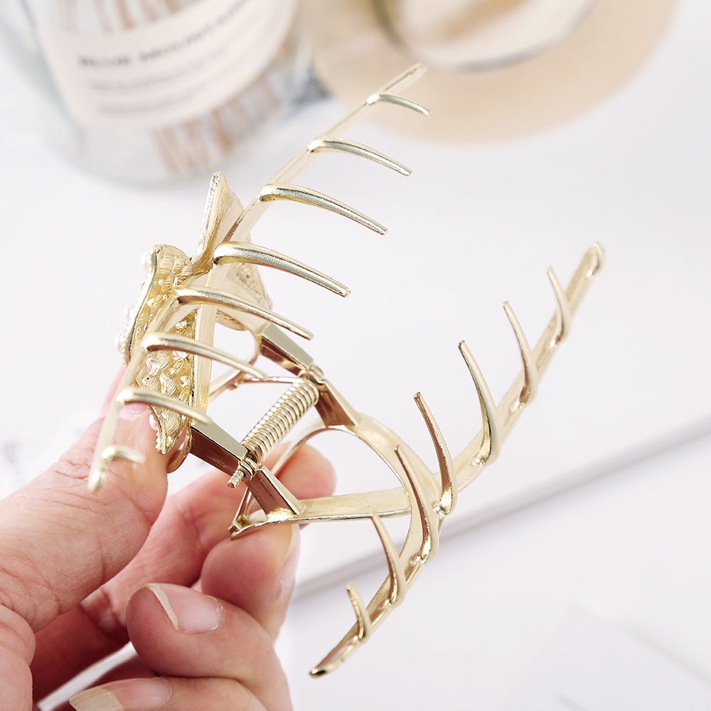 Haimeikang Kẹp Tóc Hình Hoa Bướm Bằng Kim Loại Cỡ Lớn Thời Trang